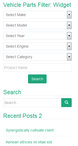 The search form on the front end in vertical layout